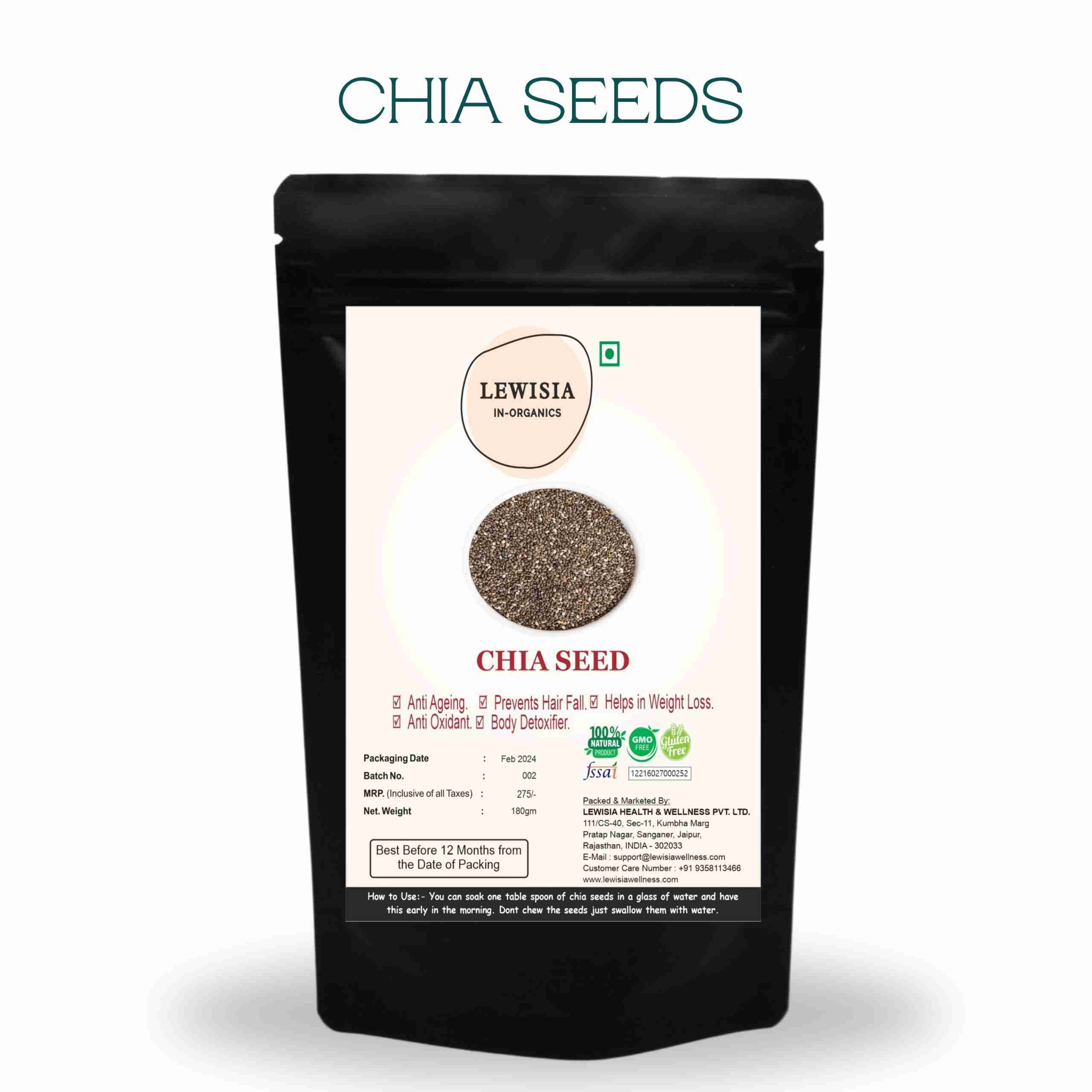 Best Chia Seeds in India for Daily Nutrition & Energy | 180 gm